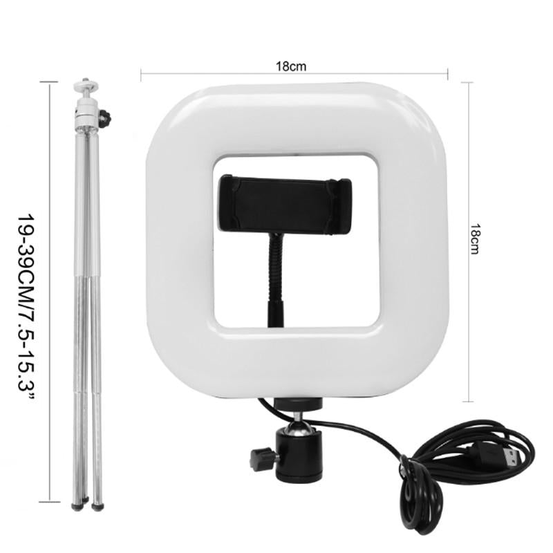 Dimmable Square Led Light With Tripod And Phone Holder-1915197551141851138