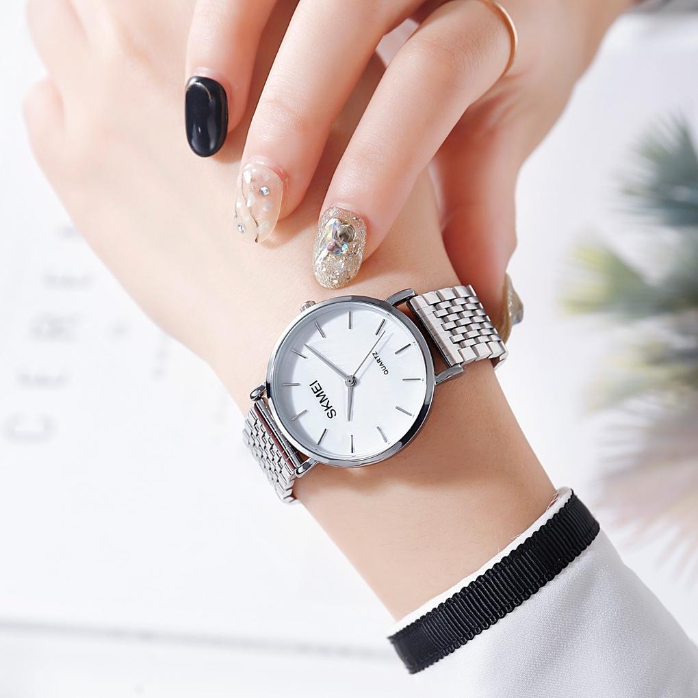 Light & Thin Waterproof Quartz Watch For Women With Steel Band - Simple & Stylish-1915196961179439108
