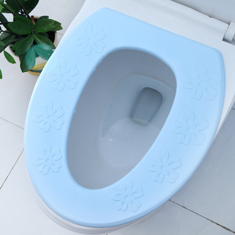 Anyhouz Toilet Seat Cover Blue Water Proof High Foam EVA Simple Type O Pad for Bathroom  Accessories