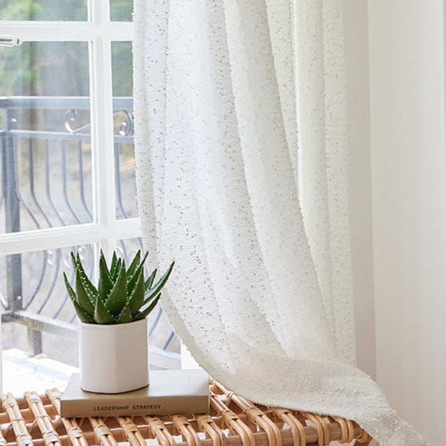 Anyhouz 200cm Curtains White Modern Luxury Retro Style Texture for Living Room Bedroom Dining Fashion Decor