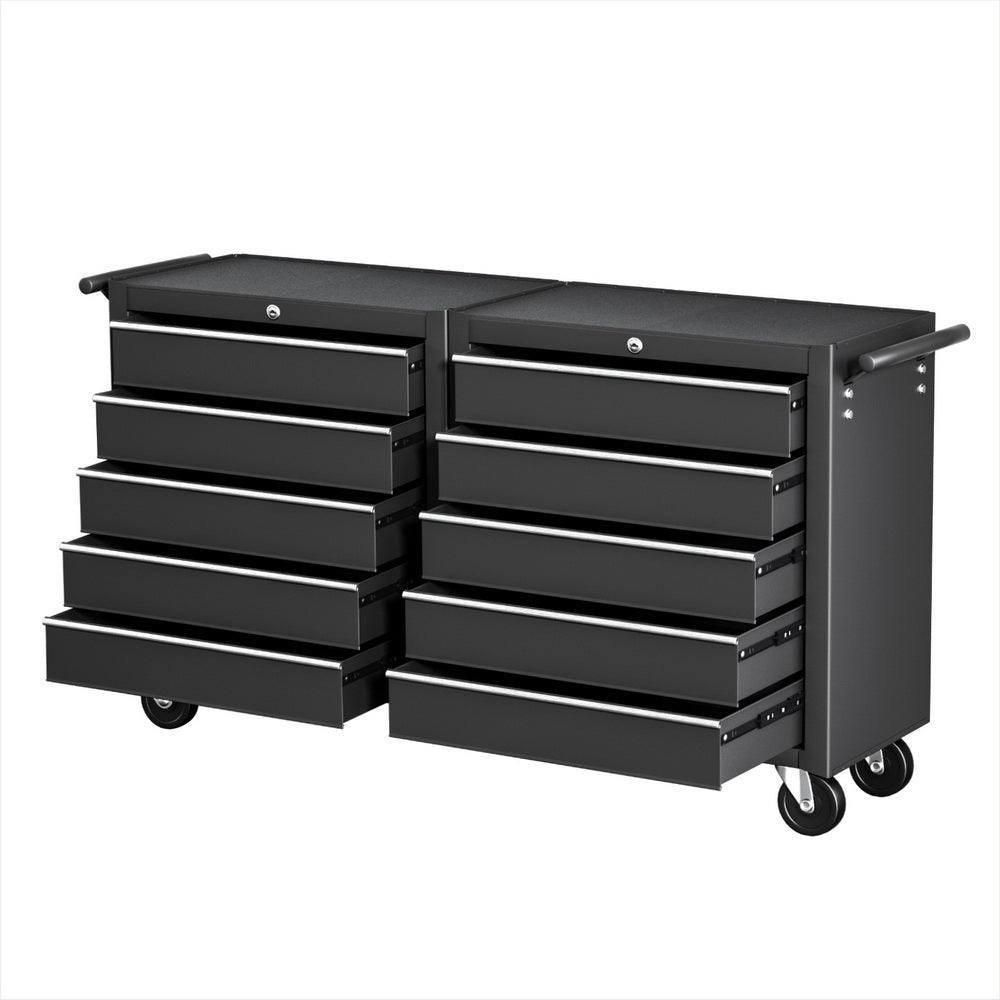 Giantz Tool Chest Trolley 10 Drawers Toolbox Storage Black