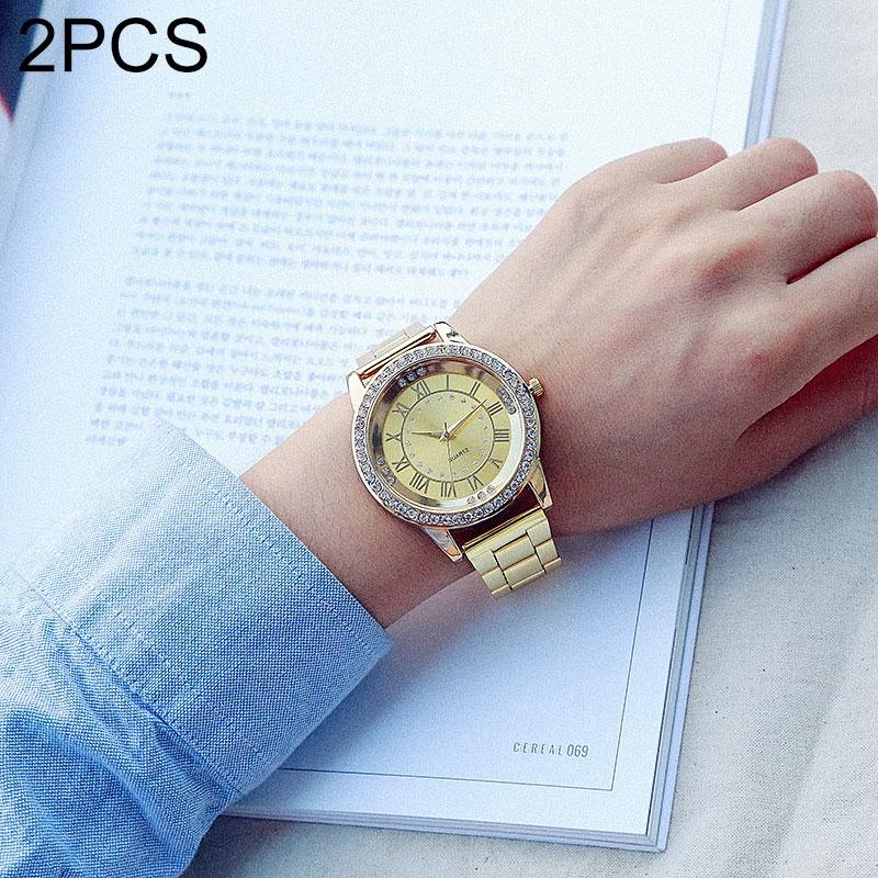Gold Crystal Quartz Bracelet Watch - Stainless Steel-1915196891499466752