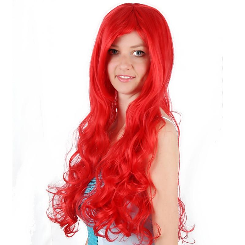Little Mermaid Cosplay Wig - Red Curly For Halloween Party-1915197739336077313