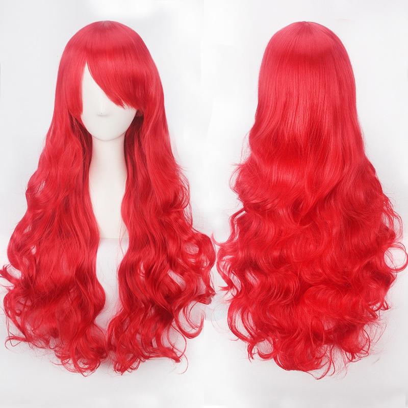 Little Mermaid Cosplay Wig - Red Curly For Halloween Party-1915197739336077315