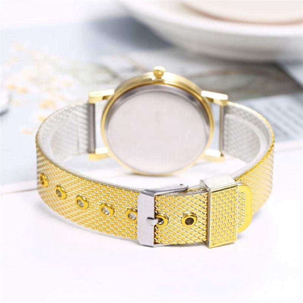 Women Double Heart Mesh Belt Watch - Golden Alloy-1915196918527561730