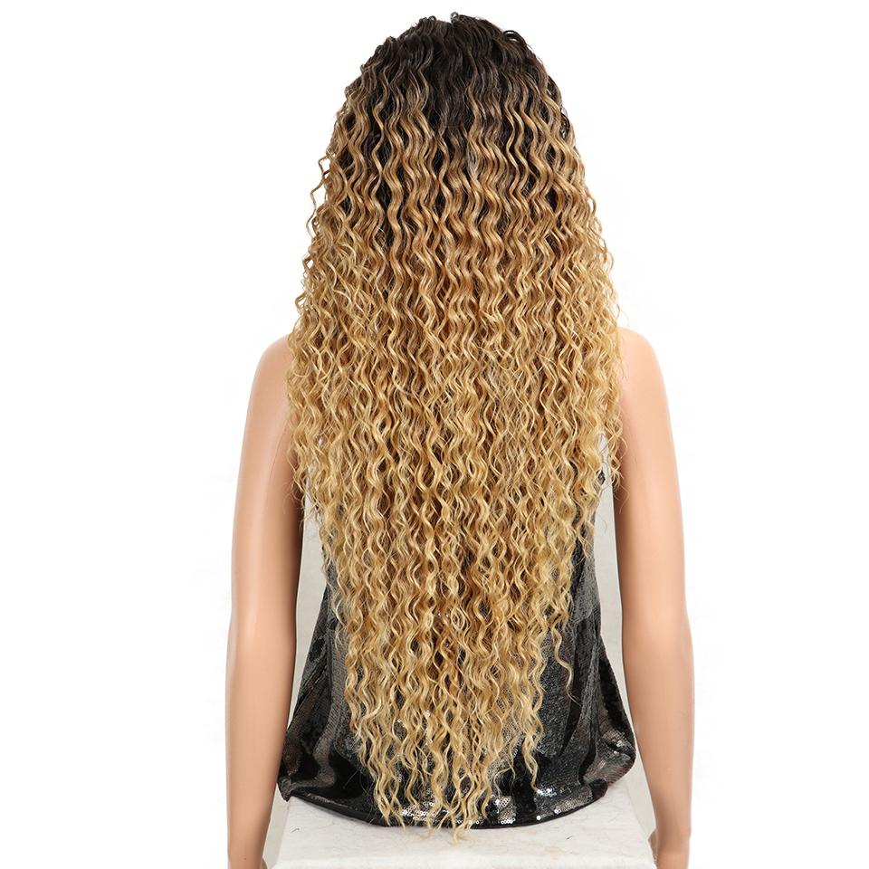 Long Curly Blonde Synthetic Lace Front Wig - Natural Look-1915196899271512069