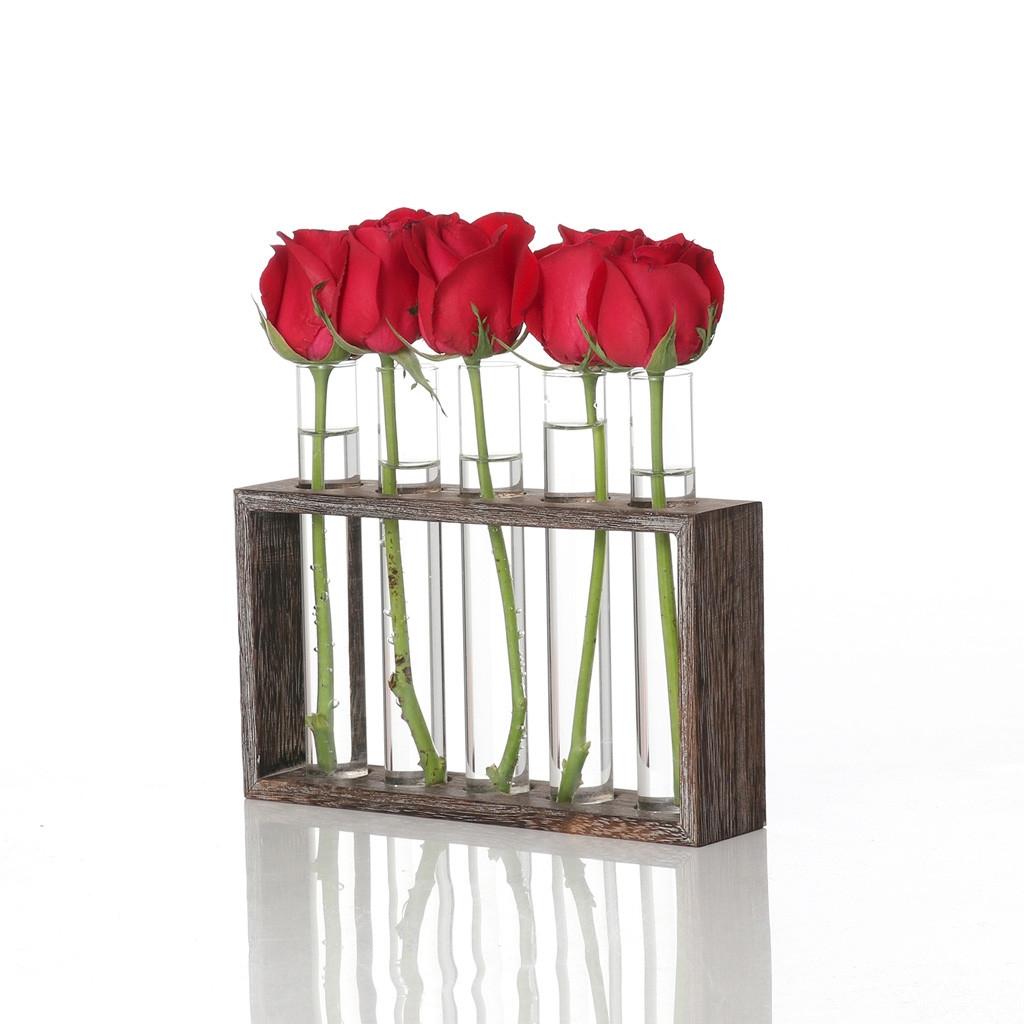 Minimalist Hydroponic Glass Vase With Wooden Frame For Coffee Shop Decor-1915198108057341953