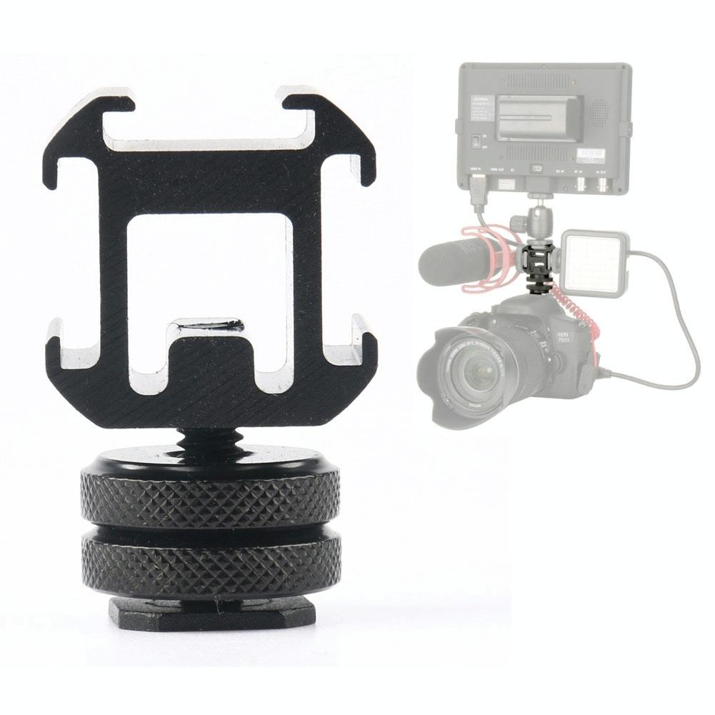 Universal Camera Hot Shoe Base - 2Pcs Three-Head Rotary-1915198017850445829