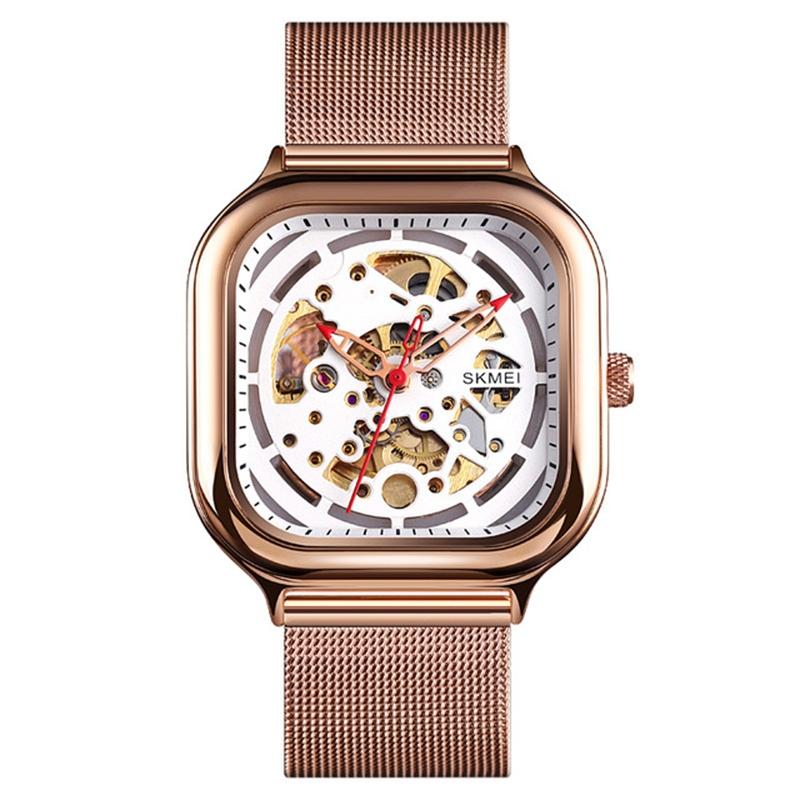 Men Automatic Tourbillon Watch With Mesh Band - Rose Gold-1915197830578966528