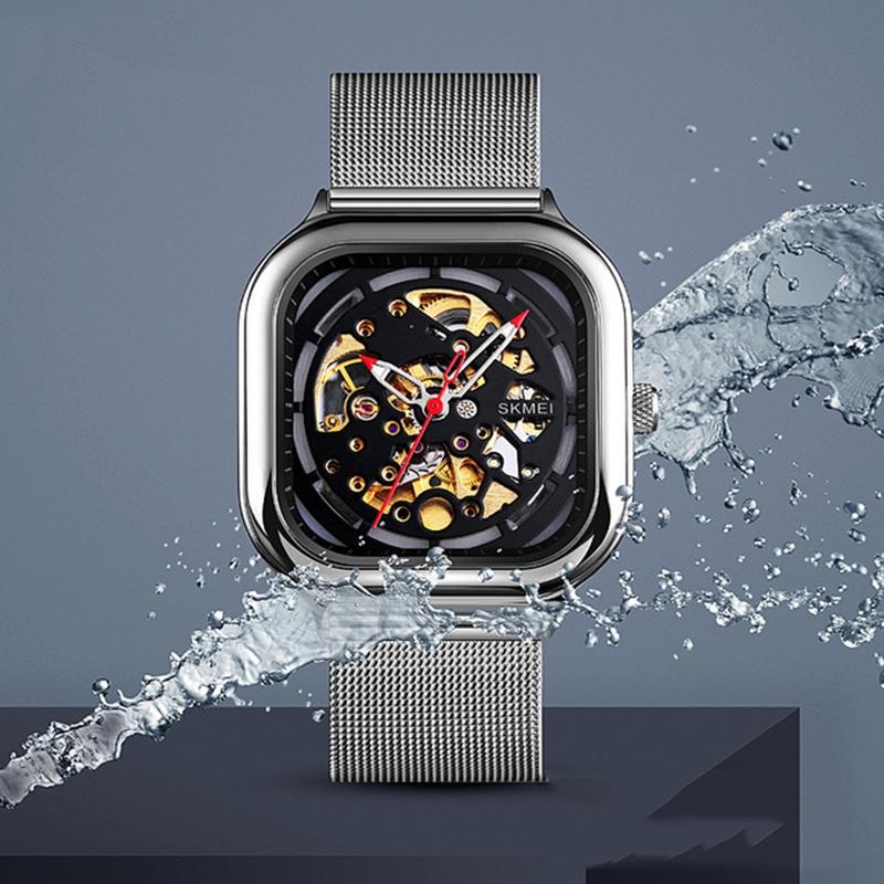 Men Automatic Tourbillon Watch With Mesh Band - Rose Gold-1915197830578966531