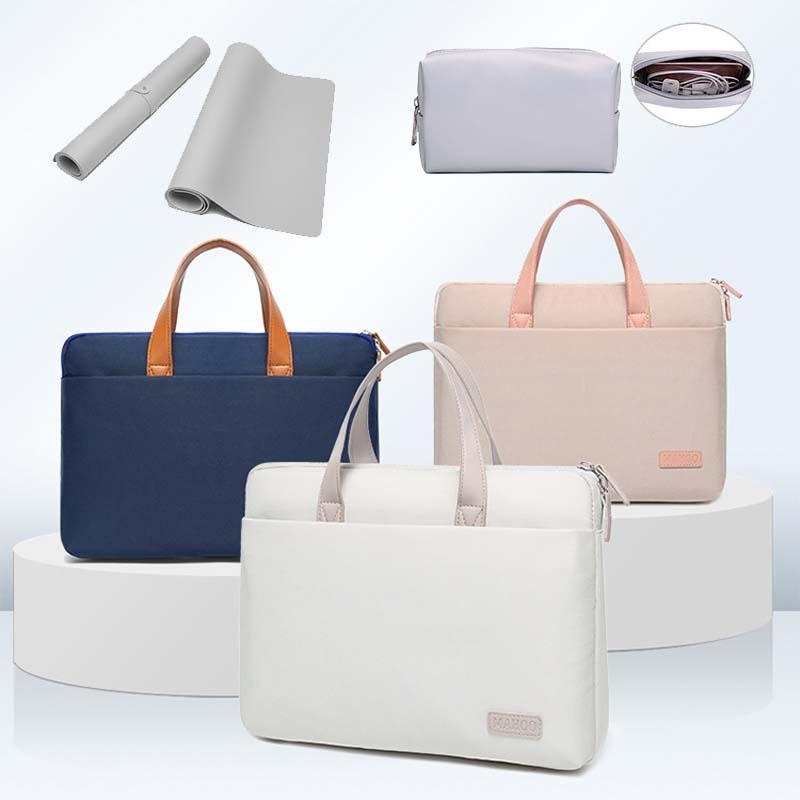 Ultra-Thin Macbook Laptop Bag With Mouse Pad - Khaki &amp; Gray 15.6-16.1 Inches-1915197027109703681