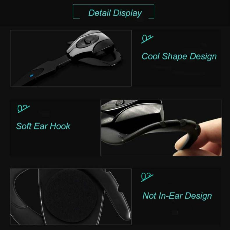 Business Bluetooth 5.0 Earphone With Hanging Ear Design - Black-1915196850407870469