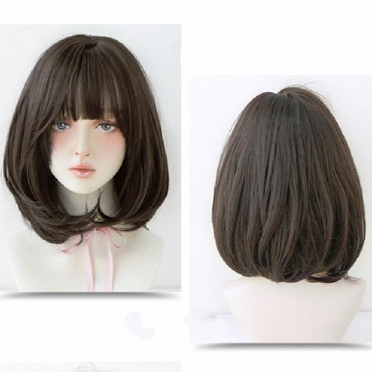 40Cm Short Hair Wig With Bangs For Round Faces-1915197826422411273
