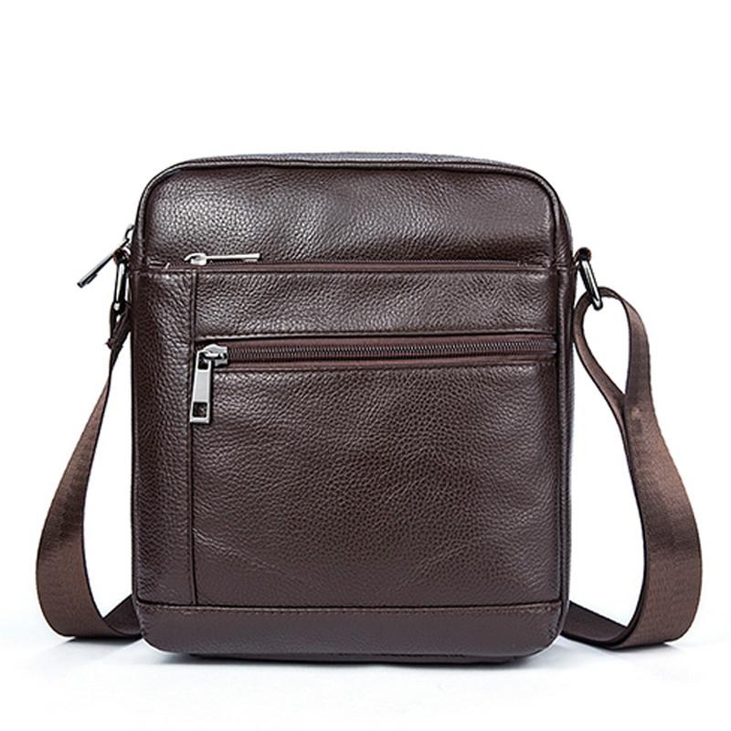Men Cowhide Leather Crossbody Bag Vertical Shoulder Business Bag Coffee-1915196694170046465