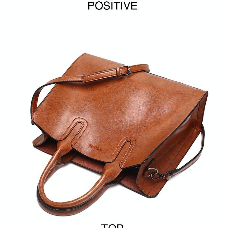 Large Leather Tote Bag For Women - Casual Shoulder Trunk Style-1915197823373152257