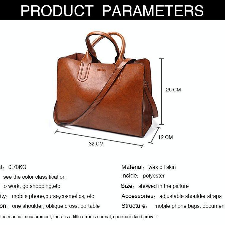 Large Leather Tote Bag For Women - Casual Shoulder Trunk Style-1915197823373152263