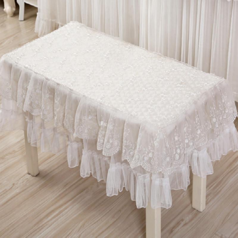 White Lace Piano Dust Cover - Embroidered Full Size 153X33X120Cm-1964932189464432643