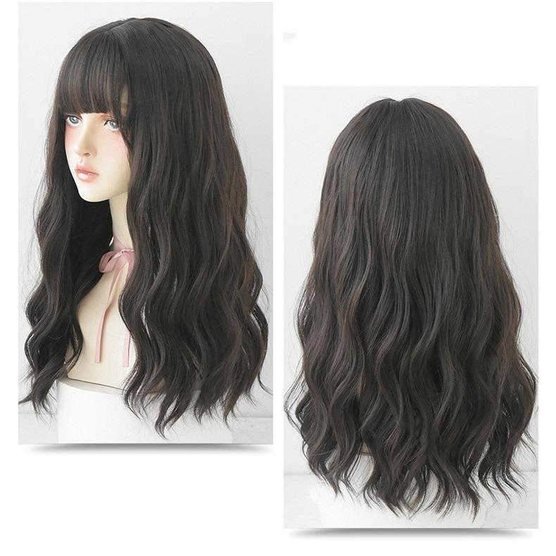 Long Curly Dark Wig - Natural Look-1915197695480434688