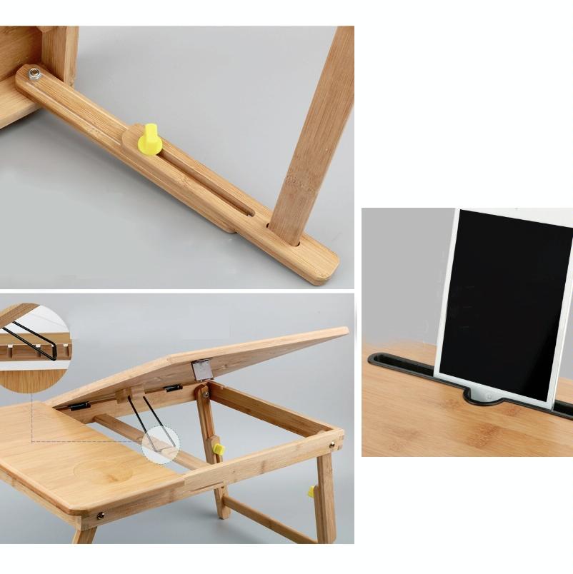 Foldable Laptop Desk For Bed - Lazy Computer Table With Card Slot-1964932339100422149