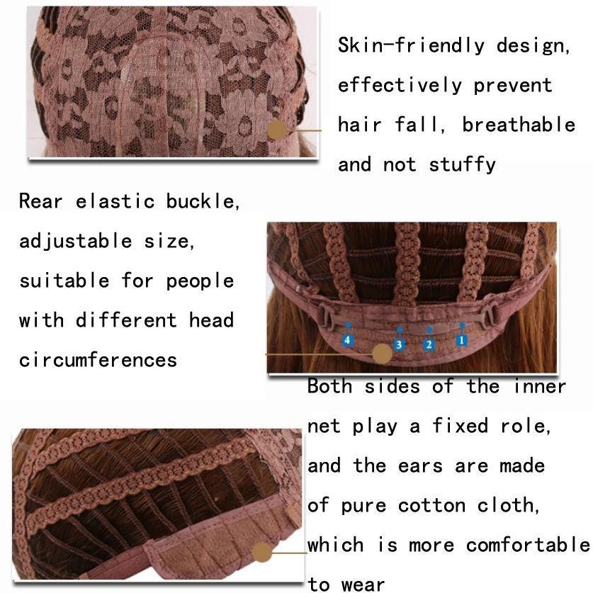 Short Curly Silver Gray Wig With Inner Button-1915196940321165317