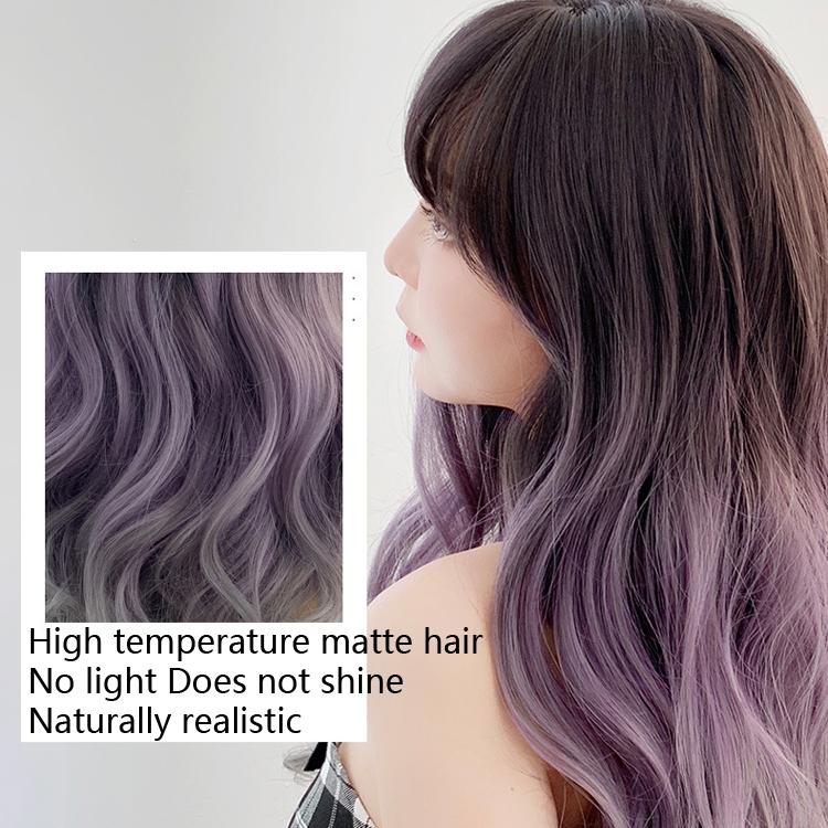 65Cm Big Wave Curly Wig With Full Bangs - Gradient-1915196942472843267