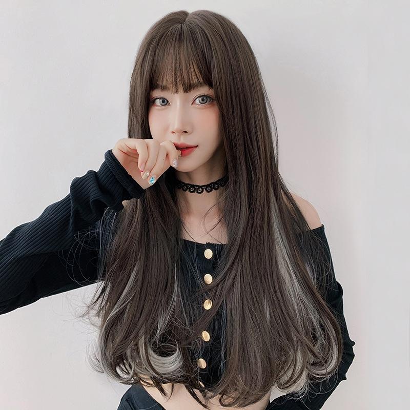 Long Curly Hair With Bangs - 65Cm Length-1915196854946107398