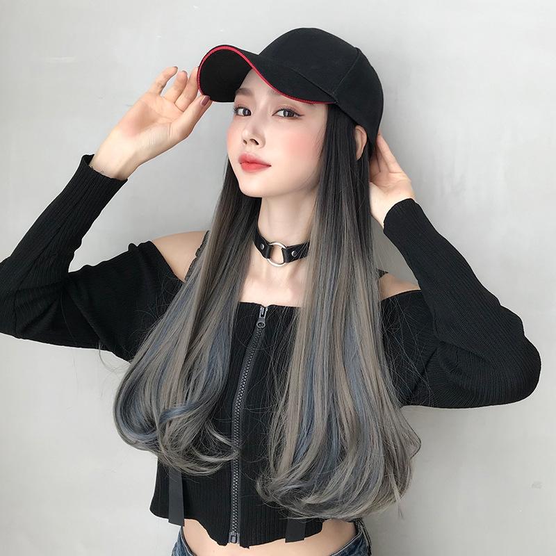 60Cm Long Curly Gradient Hair Cap Wig-1915196935657099264