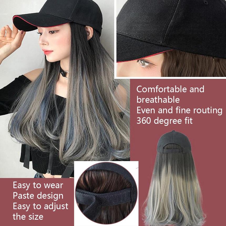 60Cm Long Curly Gradient Hair Cap Wig-1915196935657099267