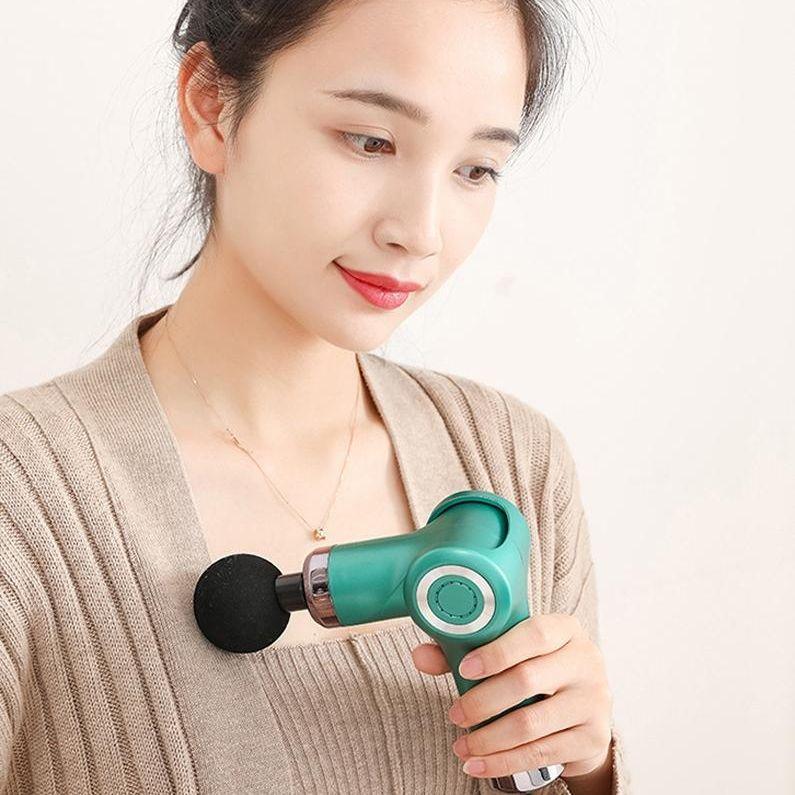 Red Folding Electric Shock Muscle Massage Gun - Pocket Fascia-1915198098884399110