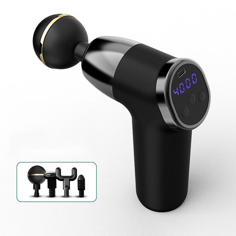 20-Speed Electric Shock Muscle Massage Gun With Lcd Screen - Black-1915197862053023744