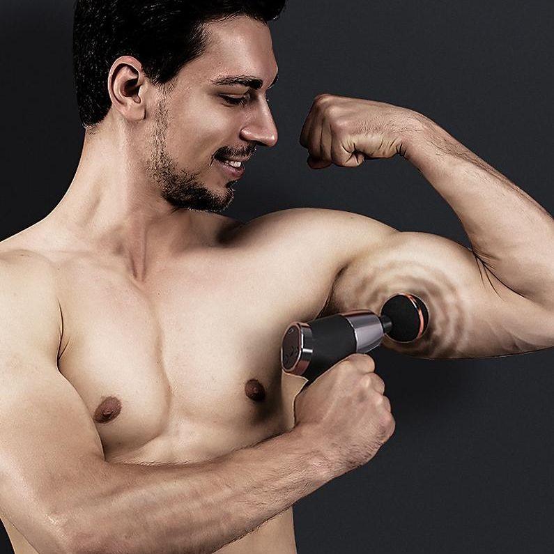 20-Speed Electric Shock Muscle Massage Gun With Lcd - Gray-1915197700681371652