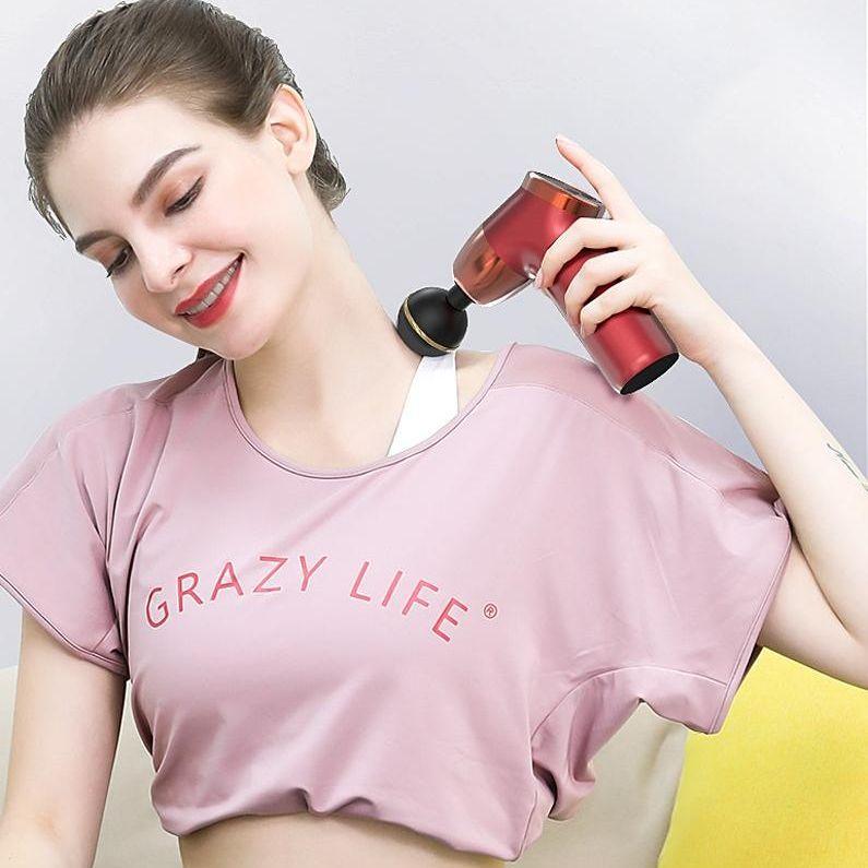 20-Speed Electric Shock Muscle Massage Gun With Lcd - Gray-1915197700681371653