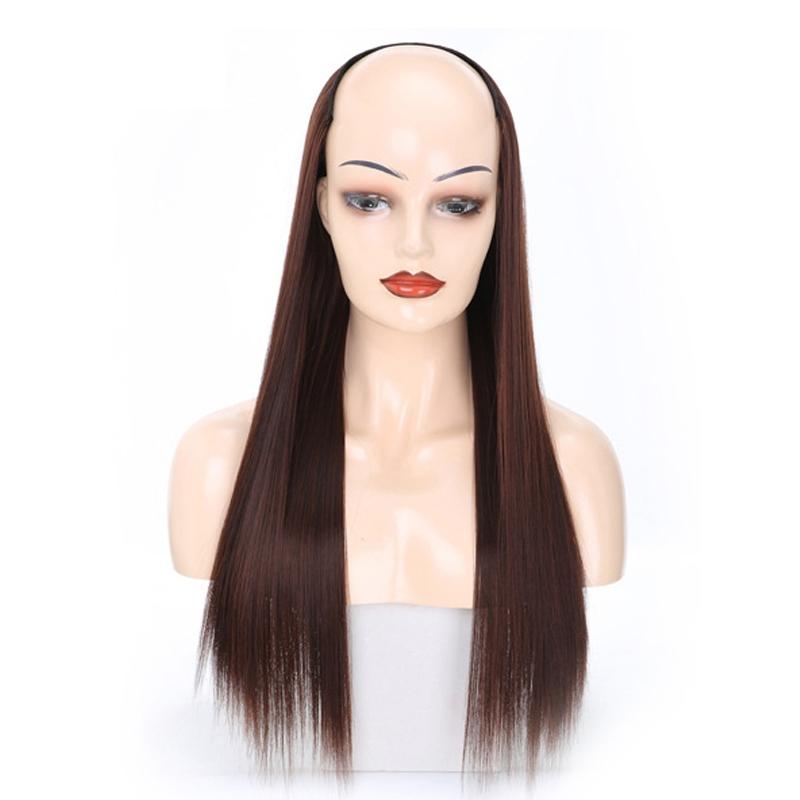 U-Shaped Chestnut Half Wig - Long Straight-1915197279573250048
