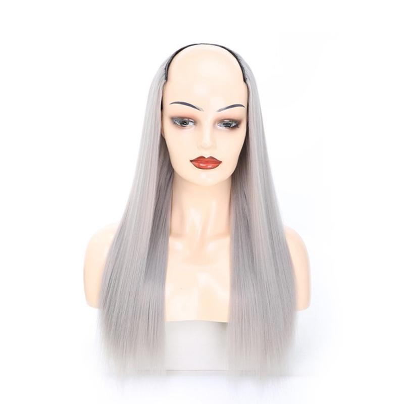 14 Long U-Shaped Half Wig For Straight Hair In Grandma Gray - Us 0906-1915197544430964740