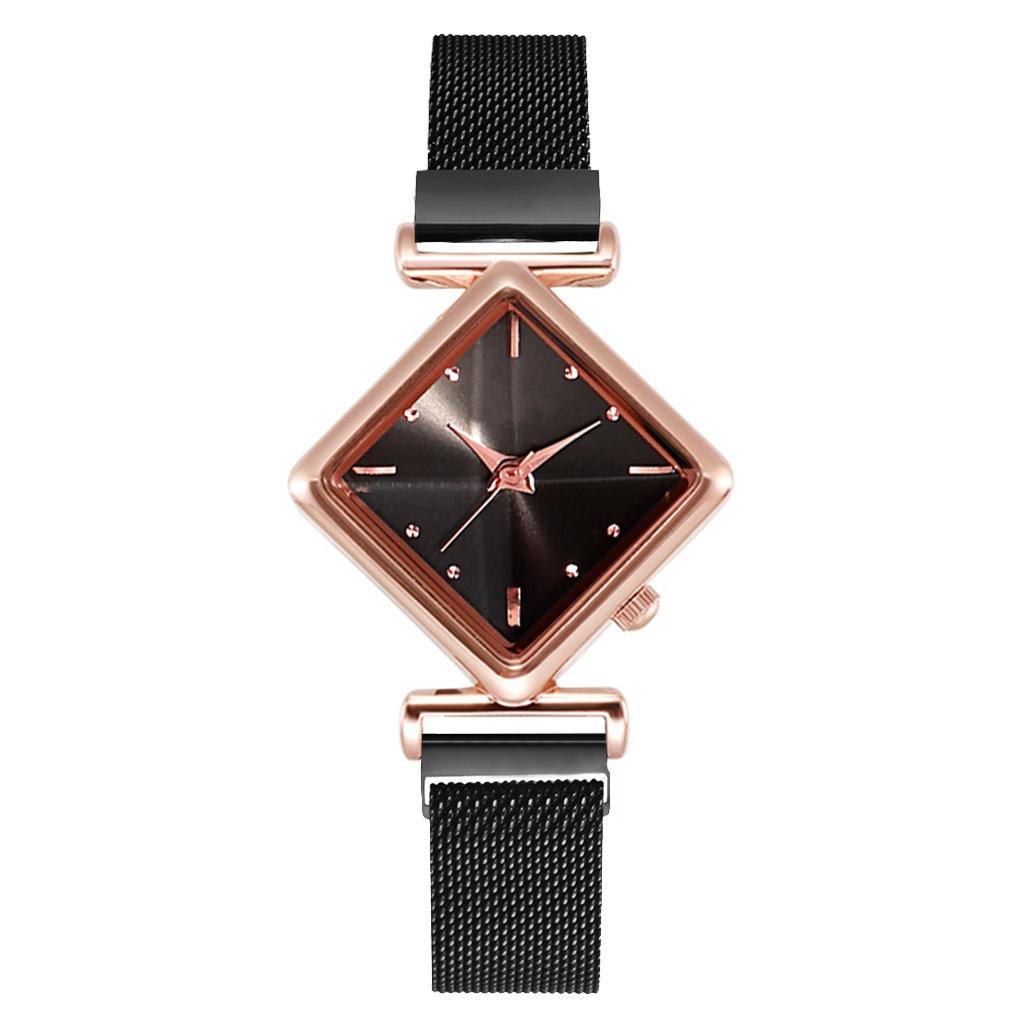 Black Diamond Dial Women Quartz Watch-1915197819656998917