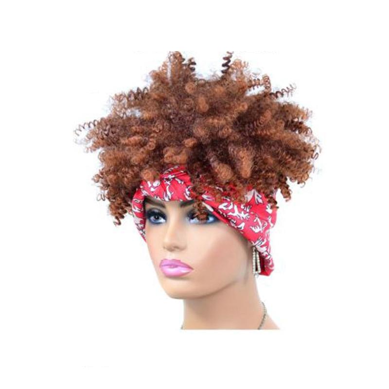 Gradient Curly Headscarf Wig For Small Heads-1915197159301582856