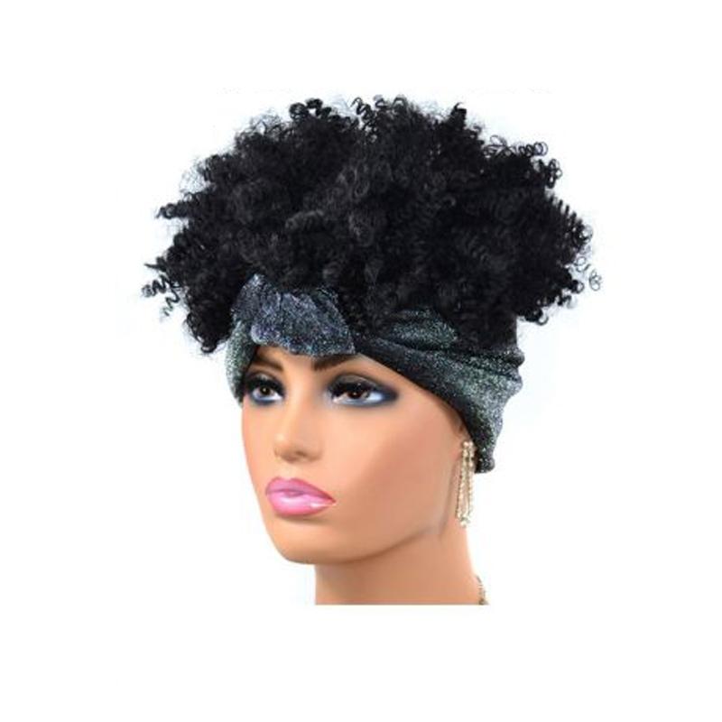 10 Gradient Small Curly Headscarf Wig In 1B Colour-1915198389650329600