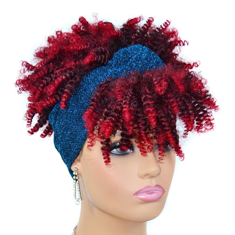 10 Gradient Small Curly Headscarf Wig In 1B Colour-1915198389650329602