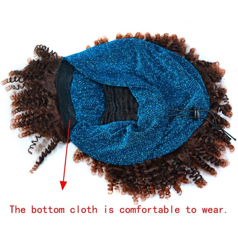 10 Gradient Small Curly Headscarf Wig In 1B Colour-1915198389650329607