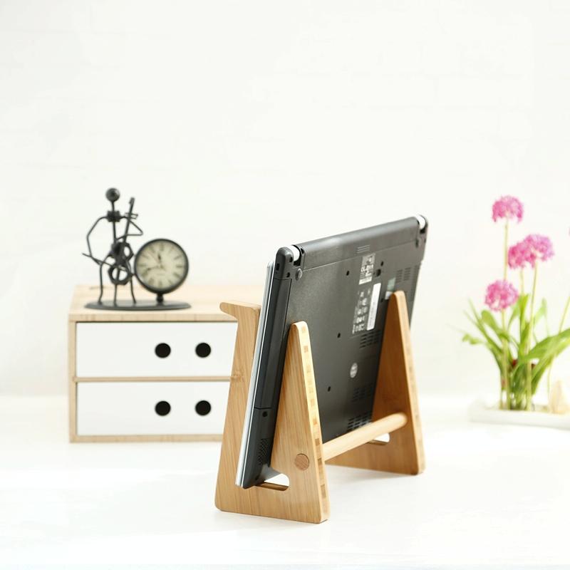 Bamboo Wood Desktop Storage Rack For Computers And Tablets-1964932346641780740