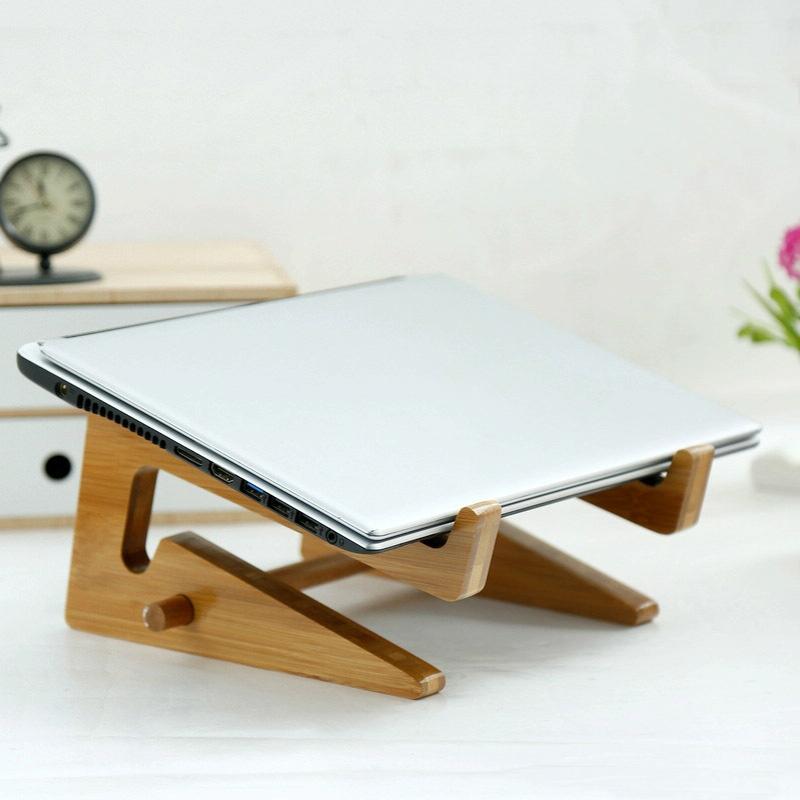 Bamboo Wood Desktop Storage Rack For Computers And Tablets-1964932346641780742