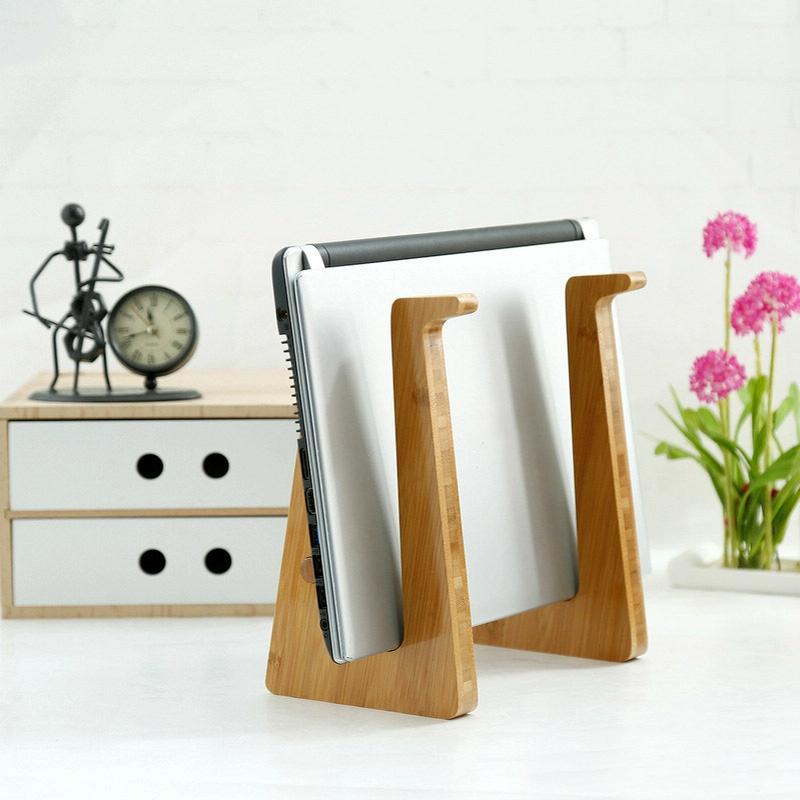 Bamboo Wood Desktop Storage Rack For Computers And Tablets-1964932316853833728