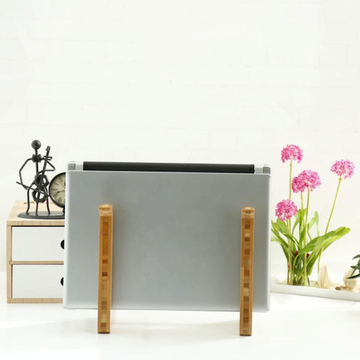 Bamboo Wood Desktop Storage Rack For Computers And Tablets-1964932316853833733