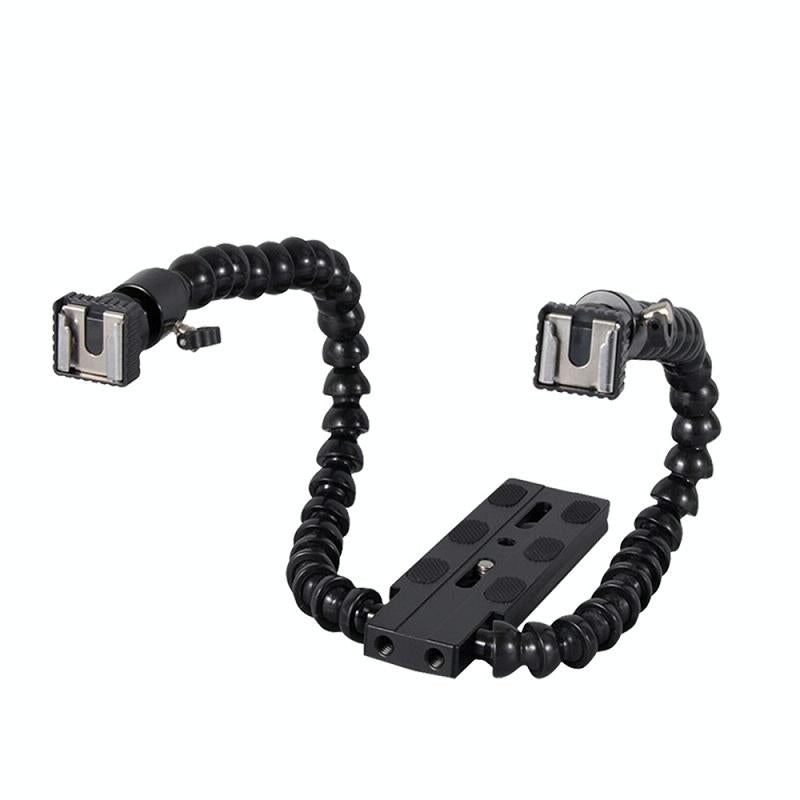 Adjustable Dual Arm Flash Bracket Mount For Hot Shoe-1915197659723993088