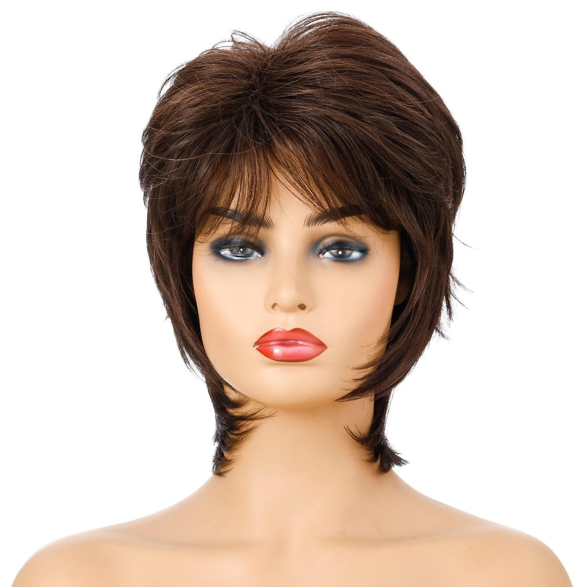 Women Short Hair Wig With Full Bangs-1915197270173814784