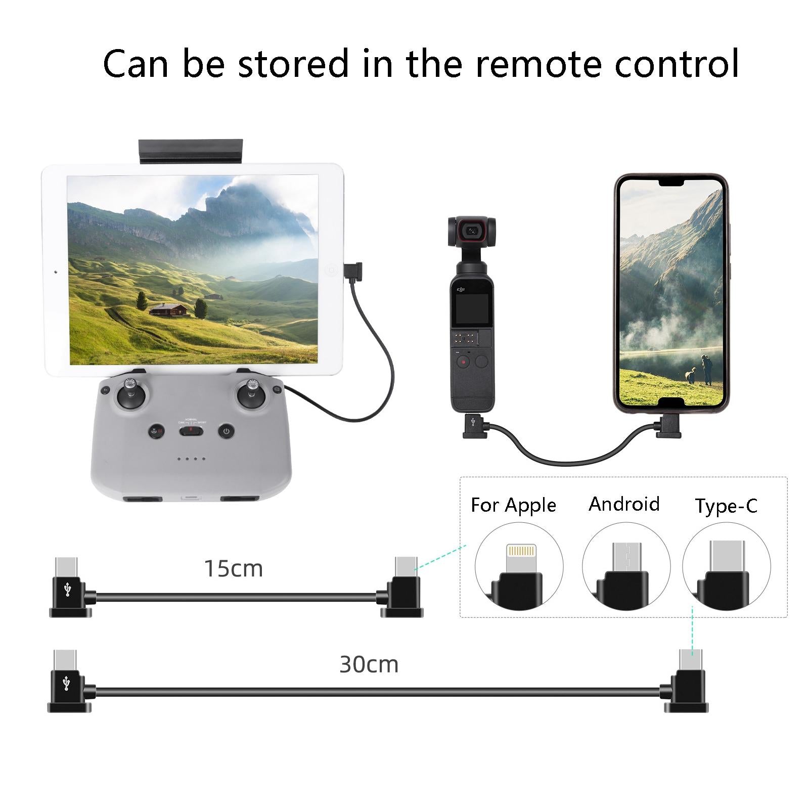 Mobile Phone / Tablet Cable For Dji Mavic Air 2S / Fpv Flight Glasses V2 / Mini 2 / Pocket 2 - 15Cm Type C To Micro Usb-1915198132489162755