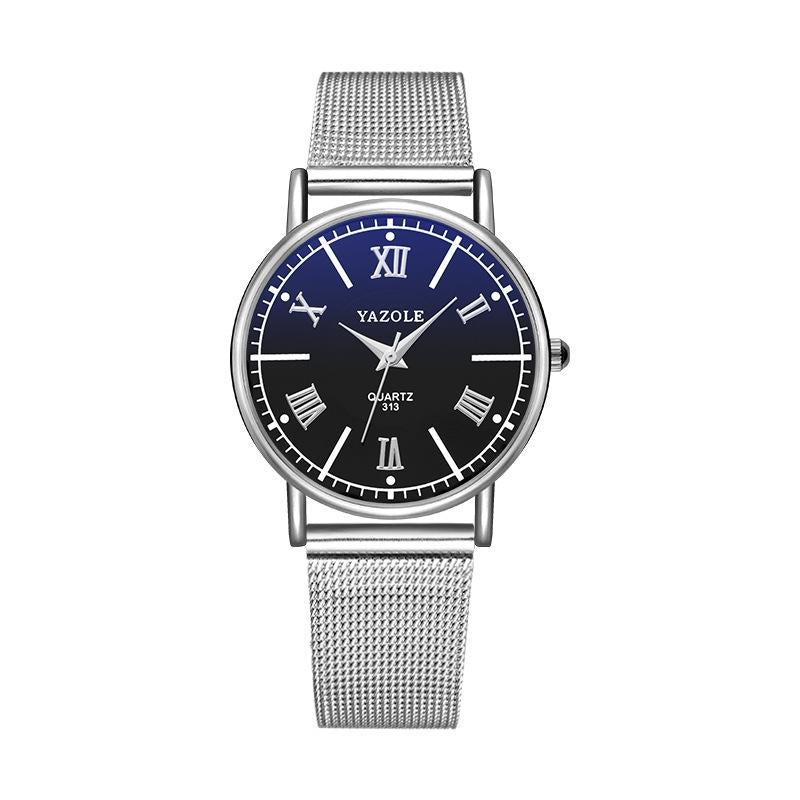 Women Business Quartz Watch With Roman Numeral Dial And Silver Net Belt - Black Tray-1915196532890669056