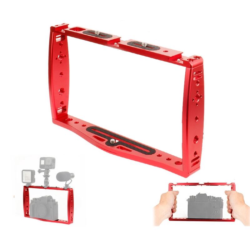 Diving Dual Handheld Grip Bracket Stabilizer Extension Phone Clamp Camera Rig Cage Underwater Case For Gopro Hero9 /8 /7 - Red-1915198279256248327