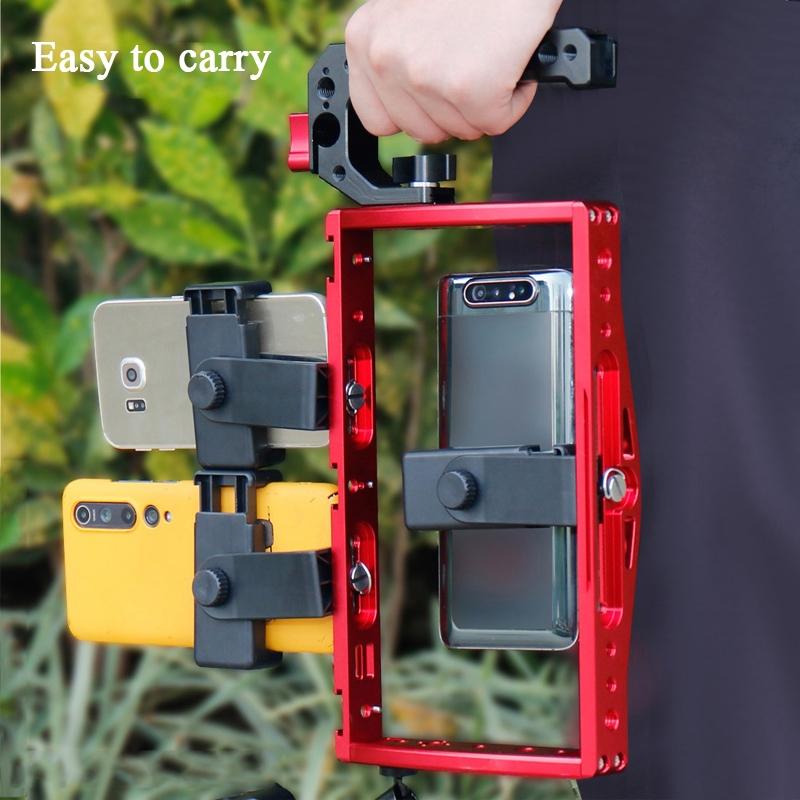 Diving Dual Handheld Grip Bracket Stabilizer Extension Phone Clamp Camera Rig Cage Underwater Case For Gopro Hero9 /8 /7 - Red-1915198279256248325