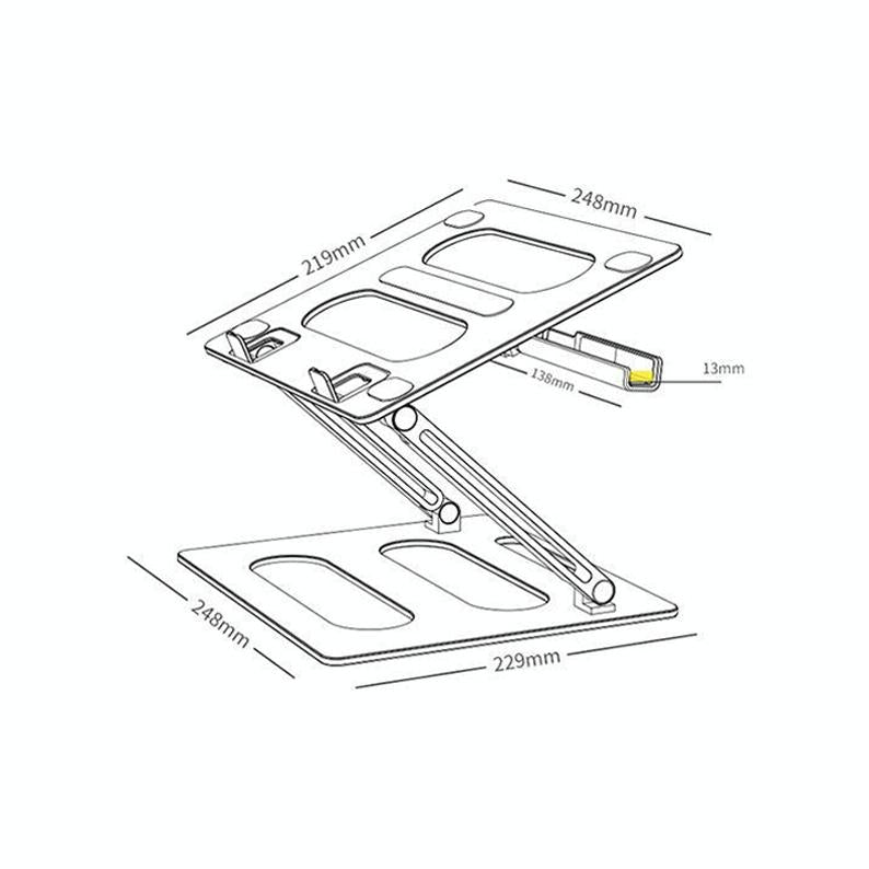 Adjustable Metal Notebook Stand - Gray Desktop Support-1964932168048316418